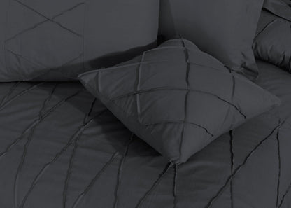 Sammy Cross Pleated Charcoal Grey - Bed Set (Luxury) - Windsorlino.com