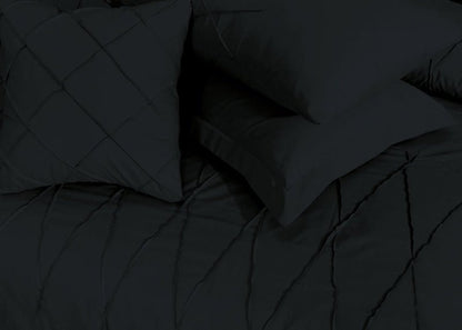 Sammy Cross Pleated Imperial Black - Bed Set (Luxury) - Windsorlino.com