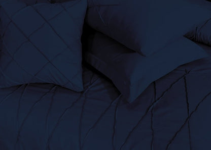 Sammy Cross Pleated Imperial Navy Blue - Bed Set (Luxury) - Windsorlino.com