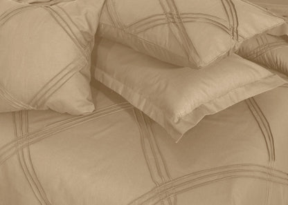 Three Row Cross Pleated Imperial Beige - Bed Set (Luxury) - Windsorlino.com