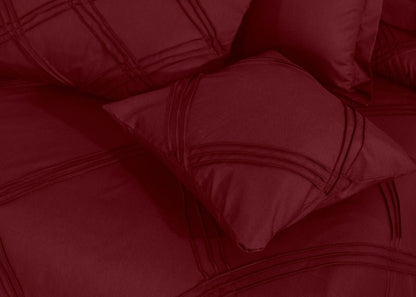Three Row Cross Pleated Imperial Maroon - Bed Set (Luxury) - Windsorlino.com