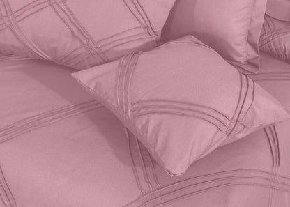 Three Row Cross Pleated Imperial Pink - Bed Set (Luxury) - Windsorlino.com