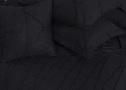 V Pin Tuck Imperial Black - Bed Set (Luxury) - Windsorlino.com