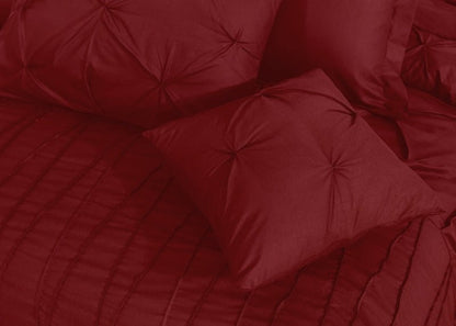 V Pin Tuck Imperial Maroon - Bed Set (Luxury) - Windsorlino.com