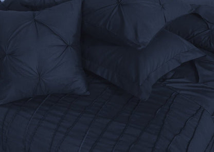V Pin Tuck Imperial Navy Blue - Bed Set (Luxury) - Windsorlino.com