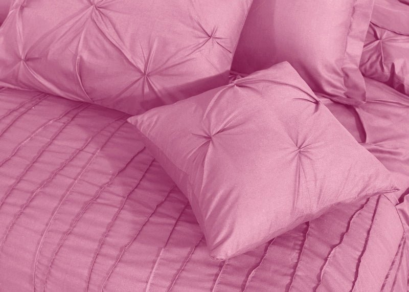 V Pin Tuck Imperial Pink - Bed Set (Luxury) - Windsorlino.com