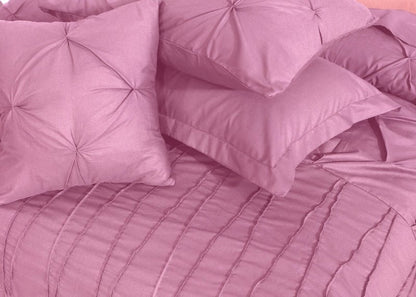 V Pin Tuck Imperial Pink - Bed Set (Luxury) - Windsorlino.com