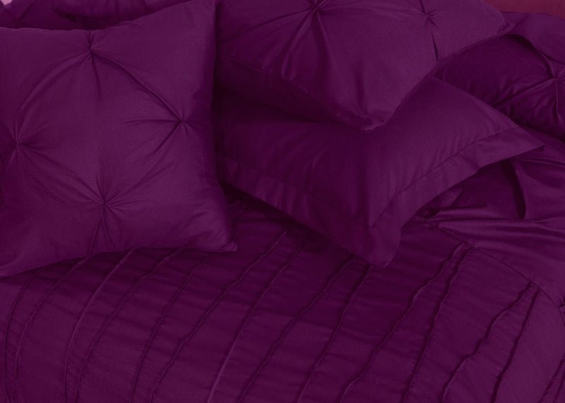 V Pin Tuck Imperial Plum - Bed Set (Luxury) - Windsorlino.com