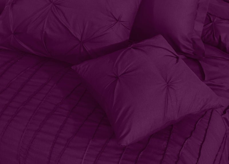 V Pin Tuck Imperial Plum - Bed Set (Luxury) - Windsorlino.com