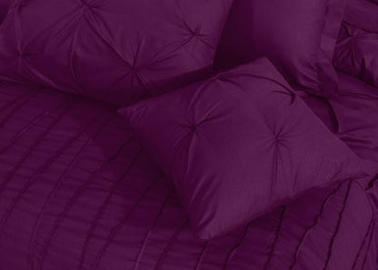 V Pin Tuck Imperial Plum - Bed Set (Luxury) - Windsorlino.com